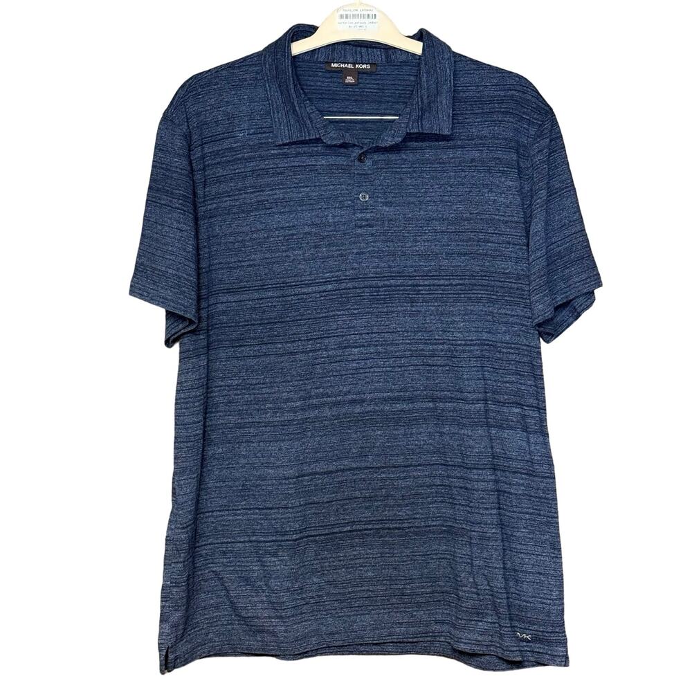 Michael Kors men’s blue polo short sleeve collared heathered soft men’s size 2XL